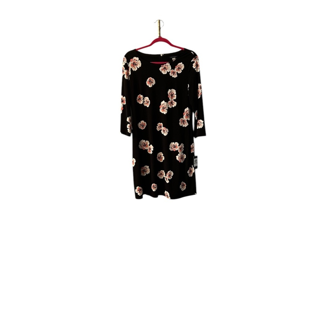 Tommy Hilfiger navy dress with flowers 3/4 Sleeve Crew Neck